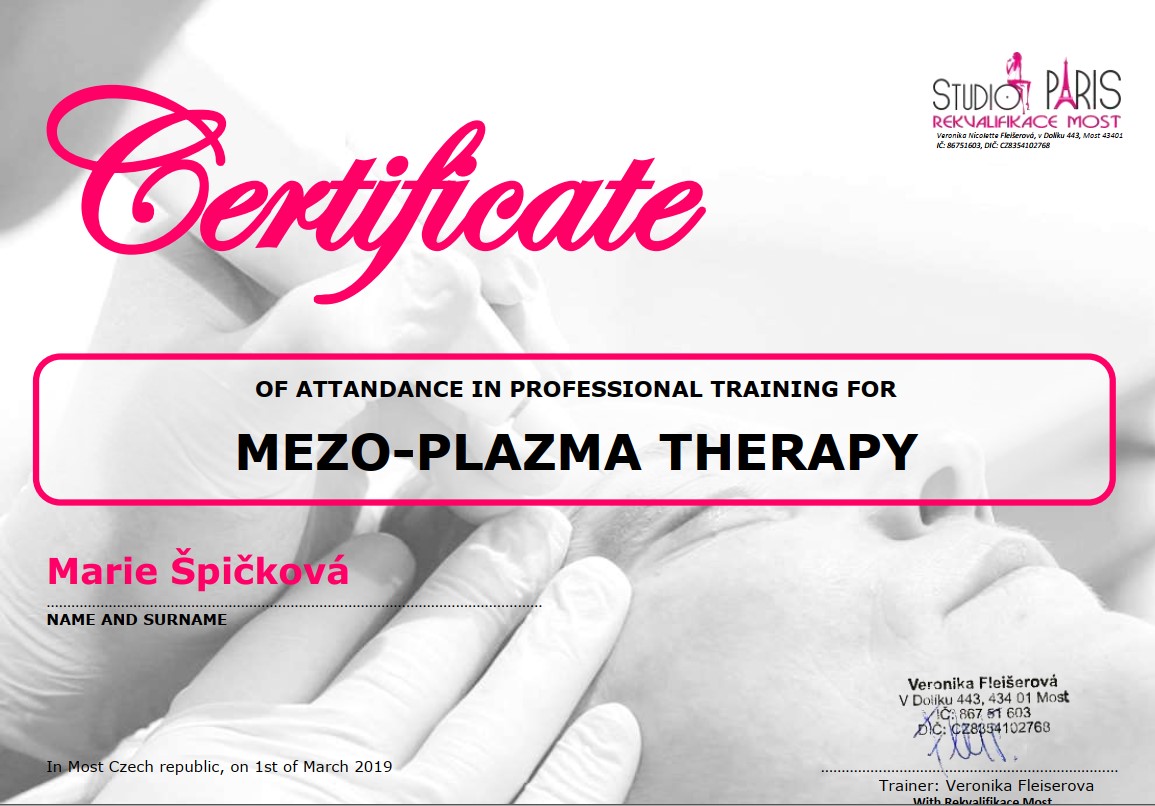 Zertifikat Mezo-Plasma-Therapie